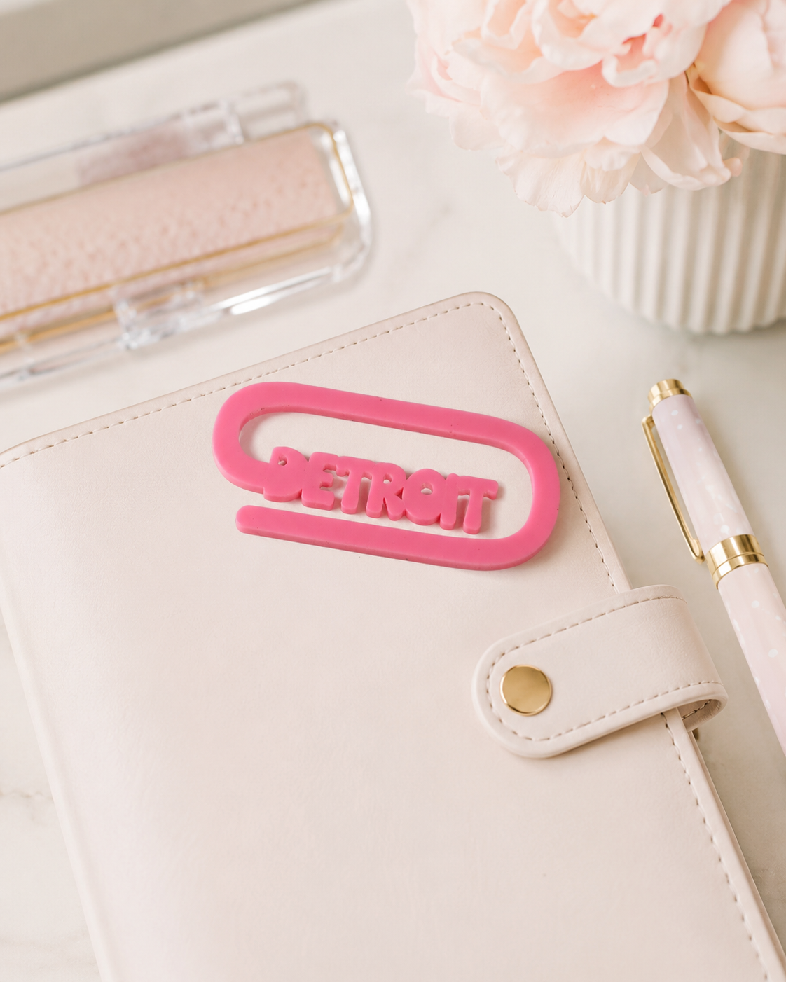 Detroit Jumbo Acrylic Paperclip Bookmark | 313 Book Lover Gift & Planner Clip