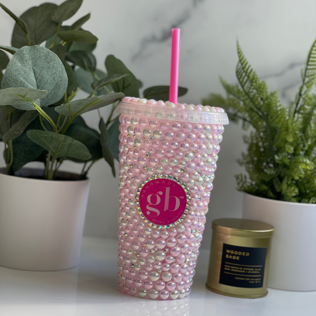 Girl Buy Baby Pink & Cream Pearl Tumbler