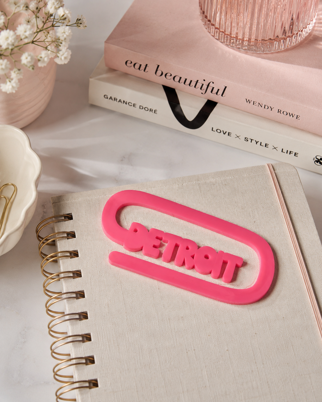 Detroit Jumbo Acrylic Paperclip Bookmark | 313 Book Lover Gift & Planner Clip