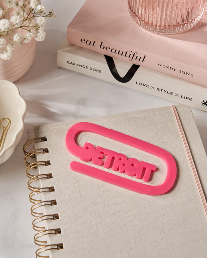 Detroit Jumbo Acrylic Paperclip Bookmark | 313 Book Lover Gift & Planner Clip