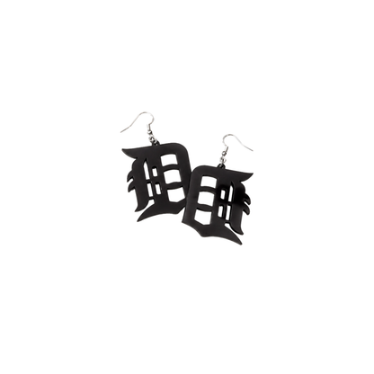 Detroit “D” Black Acrylic Earrings – Everyday City Classic