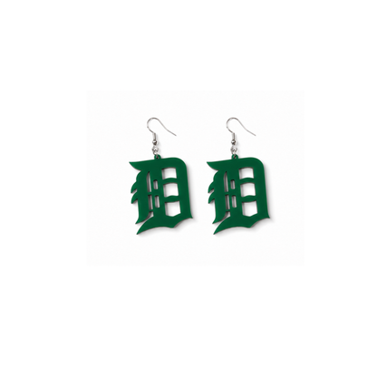 Detroit “D” Green Acrylic Earrings – Fresh & Fearless