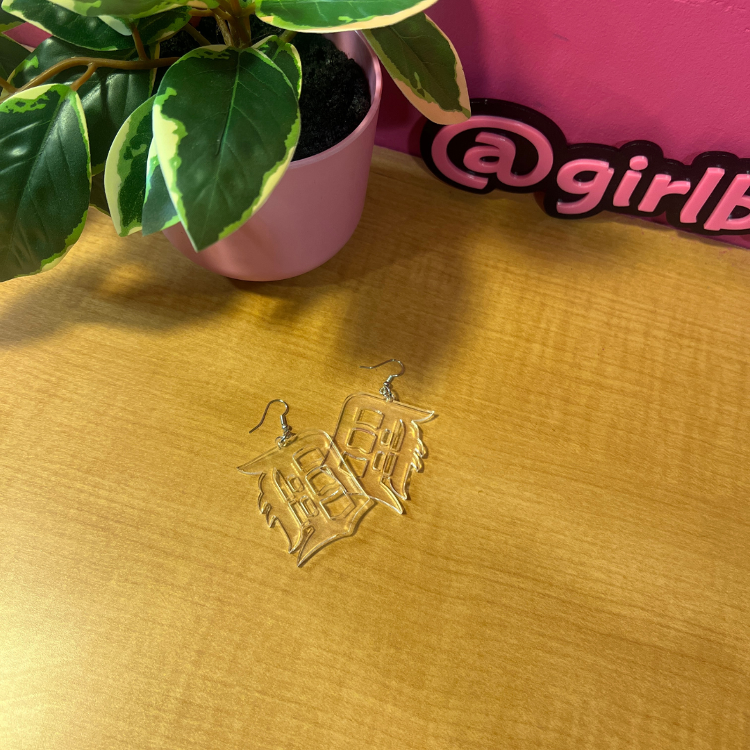 Detroit “D” Clear Acrylic Earrings – Minimalist City Style