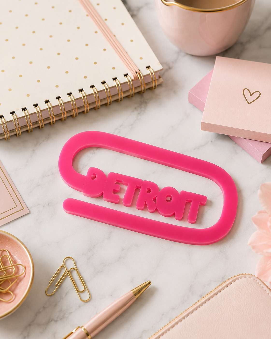 Detroit Jumbo Acrylic Paperclip Bookmark | 313 Book Lover Gift & Planner Clip