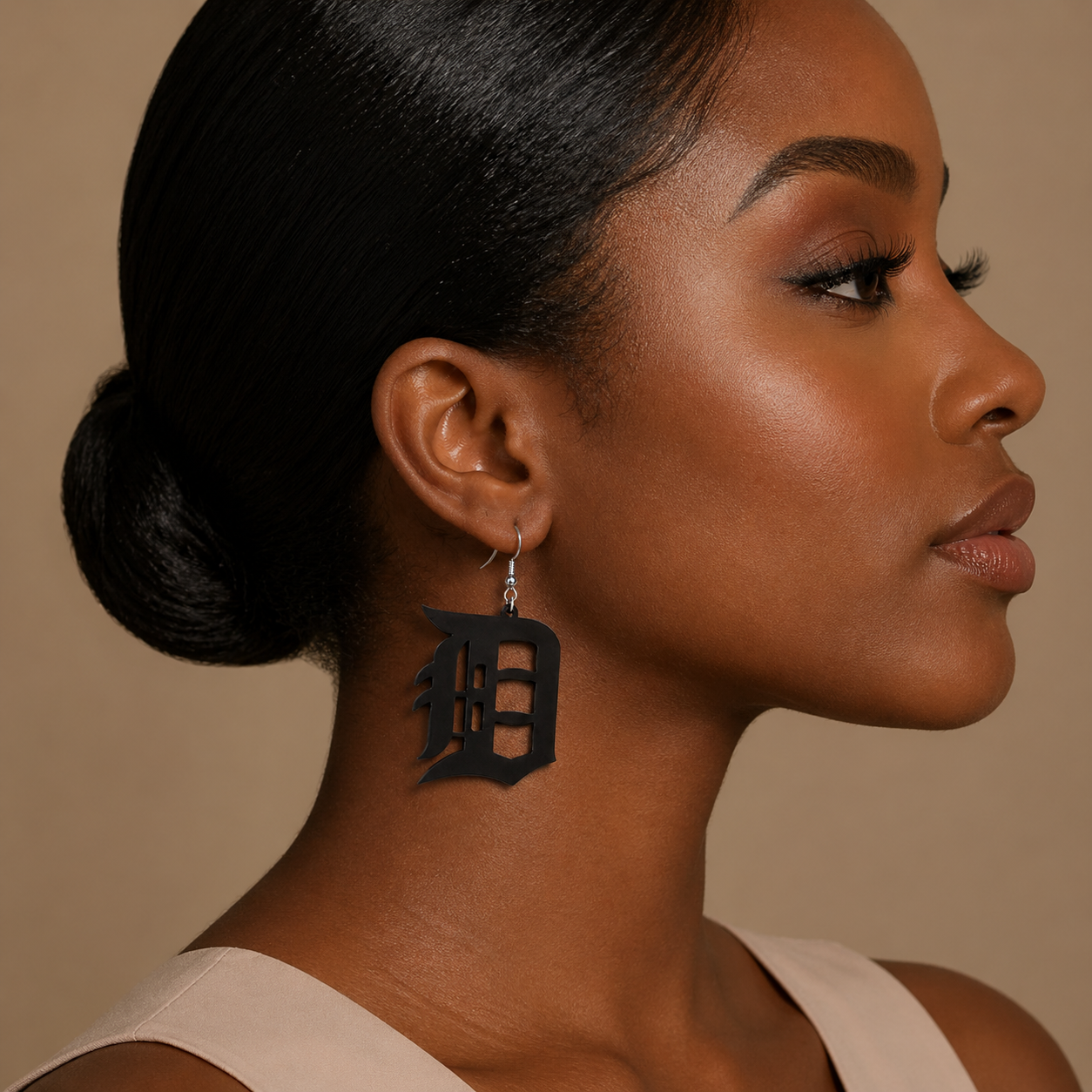 Detroit “D” Black Acrylic Earrings – Everyday City Classic