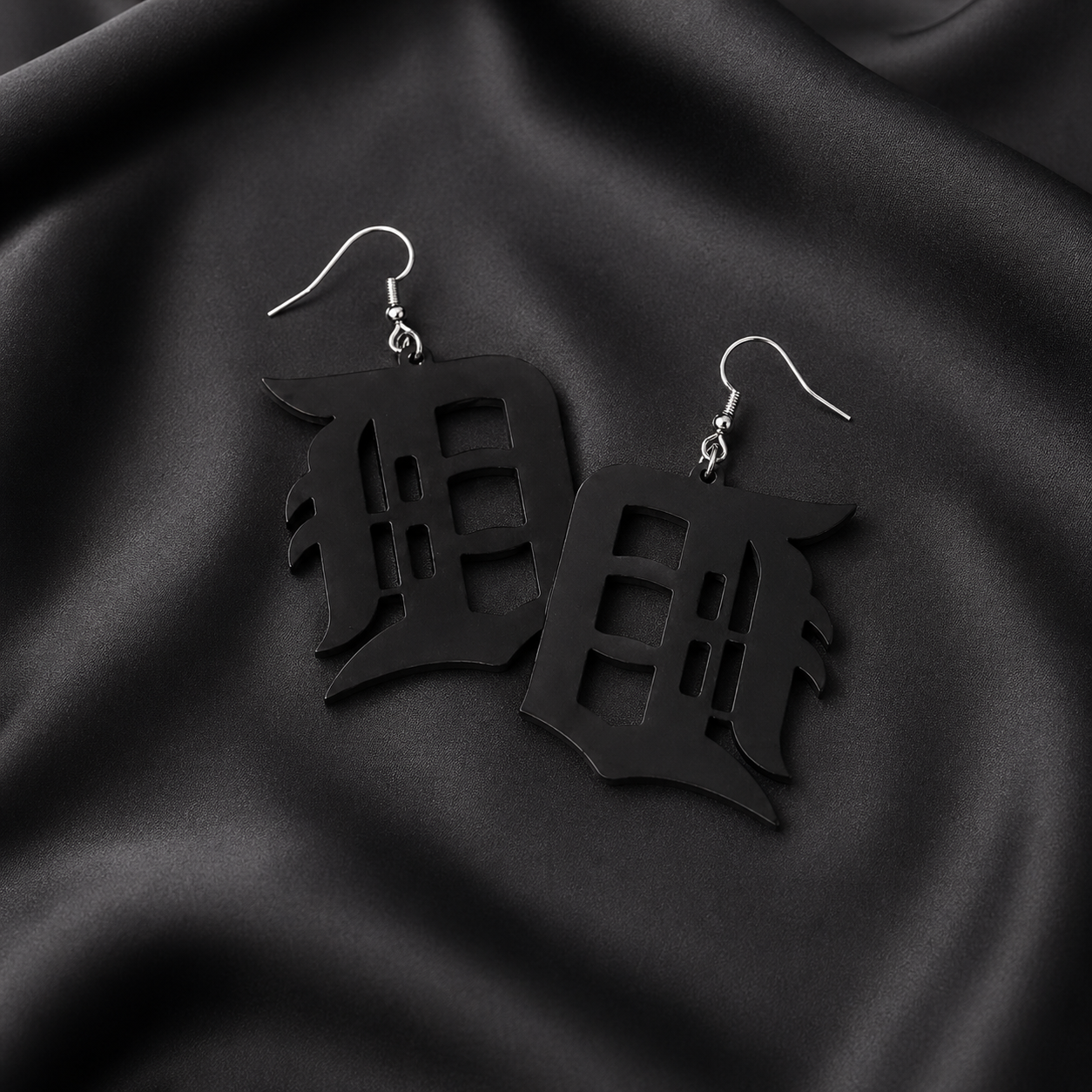 Detroit “D” Black Acrylic Earrings – Everyday City Classic