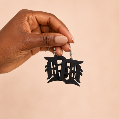 Detroit “D” Black Acrylic Earrings – Everyday City Classic