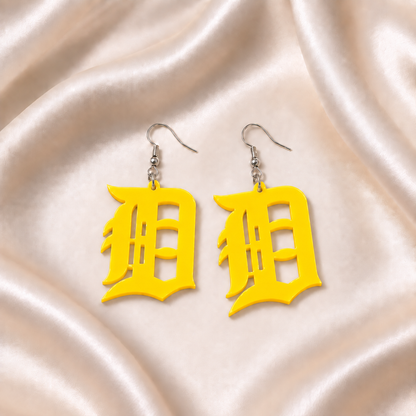 Detroit D Acrylic Earrings | 19 Colors & Finishes