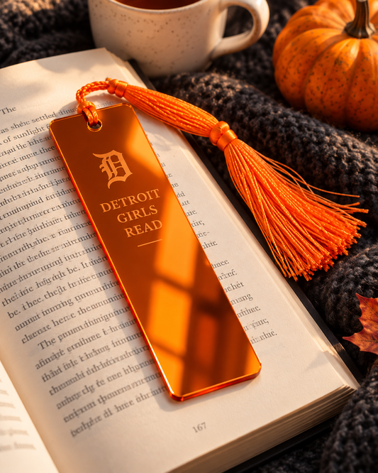 Detroit Girls Read Orange Mirror Acrylic Bookmark | Halloween Edition