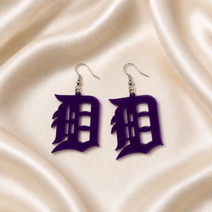 Detroit D Acrylic Earrings | 19 Colors & Finishes